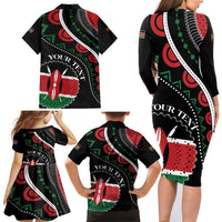 Personalized Kenya Family Matching Long Sleeve Bodycon Dress and Hawaiian Shirt Harambee African Pattern - Wonder Print Shop
