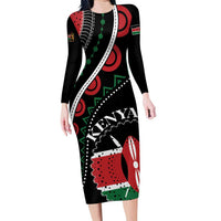Personalized Kenya Family Matching Long Sleeve Bodycon Dress and Hawaiian Shirt Harambee African Pattern - Wonder Print Shop