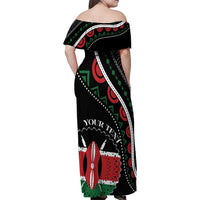Personalized Kenya Family Matching Off Shoulder Maxi Dress and Hawaiian Shirt Harambee African Pattern - Wonder Print Shop