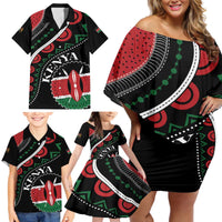 Personalized Kenya Family Matching Off Shoulder Short Dress and Hawaiian Shirt Harambee African Pattern - Wonder Print Shop