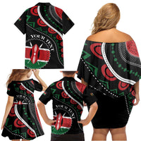 Personalized Kenya Family Matching Off Shoulder Short Dress and Hawaiian Shirt Harambee African Pattern - Wonder Print Shop