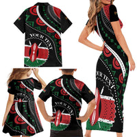 Personalized Kenya Family Matching Short Sleeve Bodycon Dress and Hawaiian Shirt Harambee African Pattern - Wonder Print Shop