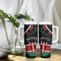 Personalized Kenya Tumbler With Handle Harambee African Pattern - Wonder Print Shop