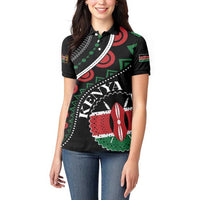 Personalized Kenya Women Polo Shirt Harambee African Pattern - Wonder Print Shop