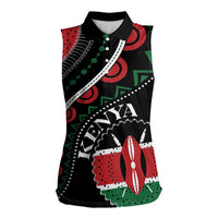 Personalized Kenya Women Sleeveless Polo Shirt Harambee African Pattern - Wonder Print Shop