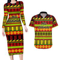 Custom Hawaii Christmas Couples Matching Long Sleeve Bodycon Dress and Hawaiian Shirt Hawaiian Quilt Pattern Reggae Version - Wonder Print Shop