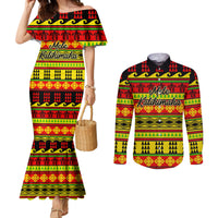 custom-hawaii-christmas-couples-matching-mermaid-dress-and-long-sleeve-button-shirt-hawaiian-quilt-pattern-reggae-version