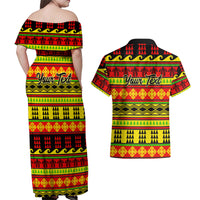 Custom Hawaii Christmas Couples Matching Off Shoulder Maxi Dress and Hawaiian Shirt Hawaiian Quilt Pattern Reggae Version - Wonder Print Shop