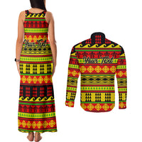 Custom Hawaii Christmas Couples Matching Tank Maxi Dress and Long Sleeve Button Shirt Hawaiian Quilt Pattern Reggae Version - Wonder Print Shop