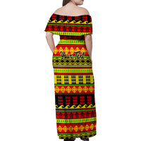 Custom Hawaii Christmas Family Matching Off Shoulder Maxi Dress and Hawaiian Shirt Hawaiian Quilt Pattern Reggae Version - Wonder Print Shop