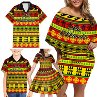 Custom Hawaii Christmas Family Matching Off Shoulder Short Dress and Hawaiian Shirt Hawaiian Quilt Pattern Reggae Version - Wonder Print Shop