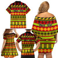 Custom Hawaii Christmas Family Matching Off Shoulder Short Dress and Hawaiian Shirt Hawaiian Quilt Pattern Reggae Version - Wonder Print Shop