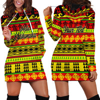 Custom Hawaii Christmas Hoodie Dress Hawaiian Quilt Pattern Reggae Version - Wonder Print Shop