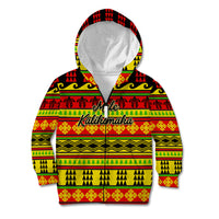 Custom Hawaii Christmas Kid Hoodie Hawaiian Quilt Pattern Reggae Version - Wonder Print Shop