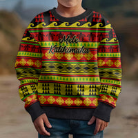 Personalised Hawaii Christmas Kid Ugly Christmas Sweater Hawaiian Quilt Pattern Reggae Version - Wonder Print Shop