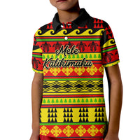 Custom Hawaii Christmas Kid Polo Shirt Hawaiian Quilt Pattern Reggae Version - Wonder Print Shop