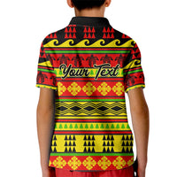 Custom Hawaii Christmas Kid Polo Shirt Hawaiian Quilt Pattern Reggae Version - Wonder Print Shop