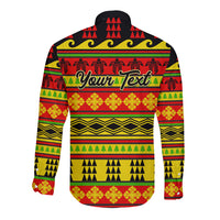 Custom Hawaii Christmas Long Sleeve Button Shirt Hawaiian Quilt Pattern Reggae Version - Wonder Print Shop