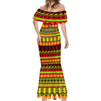 Custom Hawaii Christmas Mermaid Dress Hawaiian Quilt Pattern Reggae Version - Wonder Print Shop