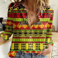 Custom Hawaii Christmas Women Casual Shirt Hawaiian Quilt Pattern Reggae Version - Wonder Print Shop
