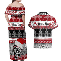 Custom New Zealand Christmas Couples Matching Off Shoulder Maxi Dress and Hawaiian Shirt Maori Meri Kirihimete Moko - Wonder Print Shop