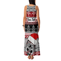 Custom New Zealand Christmas Family Matching Tank Maxi Dress and Hawaiian Shirt Maori Meri Kirihimete Moko - Wonder Print Shop
