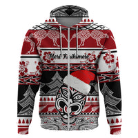 Custom New Zealand Christmas Hoodie Maori Meri Kirihimete Moko - Wonder Print Shop