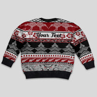 Personalised New Zealand Christmas Kid Ugly Christmas Sweater Maori Meri Kirihimete Moko - Wonder Print Shop