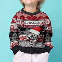 Personalised New Zealand Christmas Kid Ugly Christmas Sweater Maori Meri Kirihimete Moko - Wonder Print Shop