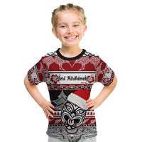 Custom New Zealand Christmas Kid T Shirt Maori Meri Kirihimete Moko - Wonder Print Shop