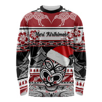Custom New Zealand Christmas Long Sleeve Shirt Maori Meri Kirihimete Moko - Wonder Print Shop