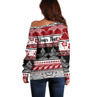 Custom New Zealand Christmas Off Shoulder Sweater Maori Meri Kirihimete Moko - Wonder Print Shop