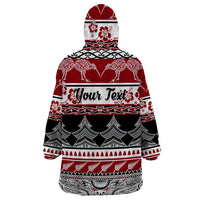 Custom New Zealand Christmas Wearable Blanket Hoodie Maori Meri Kirihimete Moko - Wonder Print Shop