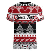 Custom New Zealand Christmas Women V Neck T Shirt Maori Meri Kirihimete Moko - Wonder Print Shop