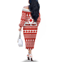 Custom Canada Christmas Family Matching Off Shoulder Long Sleeve Dress and Hawaiian Shirt Maple Leaf Unique Style - Wonder Print Shop