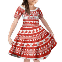 Custom Canada Christmas Family Matching Short Sleeve Bodycon Dress and Hawaiian Shirt Maple Leaf Unique Style - Wonder Print Shop