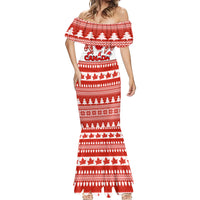 Custom Canada Christmas Mermaid Dress Maple Leaf Unique Style - Wonder Print Shop