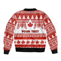 Custom Canada Christmas Sleeve Zip Bomber Jacket Maple Leaf Unique Style - Wonder Print Shop