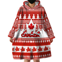 Custom Canada Christmas Wearable Blanket Hoodie Maple Leaf Unique Style - Wonder Print Shop