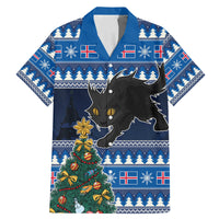 Custom Iceland Christmas Family Matching Mermaid Dress and Hawaiian Shirt Yule Cat With Xmas Tree - Wonder Print Shop