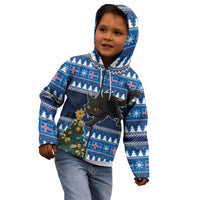 Custom Iceland Christmas Kid Hoodie Yule Cat With Xmas Tree - Wonder Print Shop