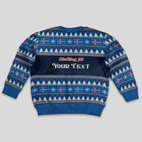 Personalised Iceland Christmas Kid Ugly Christmas Sweater Yule Cat With Xmas Tree - Wonder Print Shop