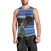 Custom Iceland Christmas Men Tank Top Yule Cat With Xmas Tree - Wonder Print Shop