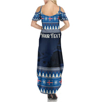 Custom Iceland Christmas Summer Maxi Dress Yule Cat With Xmas Tree - Wonder Print Shop