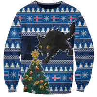 Custom Iceland Christmas Sweatshirt Yule Cat With Xmas Tree - Wonder Print Shop