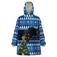 Custom Iceland Christmas Wearable Blanket Hoodie Yule Cat With Xmas Tree - Wonder Print Shop