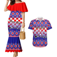 Custom Croatia Christmas Couples Matching Mermaid Dress and Hawaiian Shirt Sretan Bozic Croatian Embroidery Patterns - Wonder Print Shop