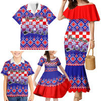 Custom Croatia Christmas Family Matching Mermaid Dress and Hawaiian Shirt Sretan Bozic Croatian Embroidery Patterns - Wonder Print Shop