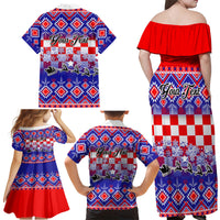 Custom Croatia Christmas Family Matching Off Shoulder Maxi Dress and Hawaiian Shirt Sretan Bozic Croatian Embroidery Patterns - Wonder Print Shop
