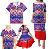 Custom Croatia Christmas Family Matching Puletasi Dress and Hawaiian Shirt Sretan Bozic Croatian Embroidery Patterns - Wonder Print Shop